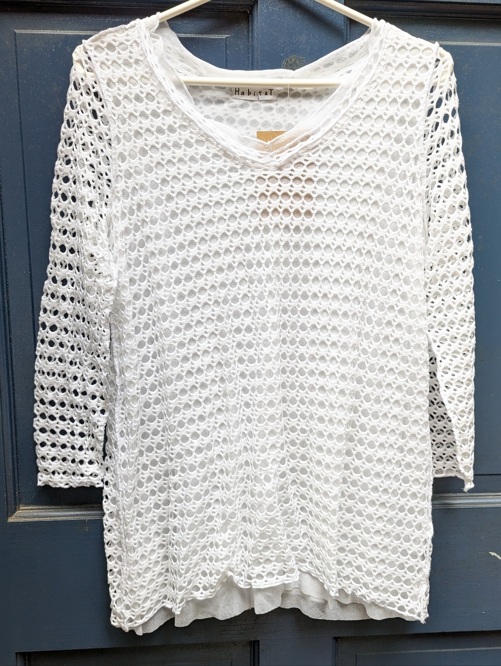 NWT Habitat Clothing To Live By White Open Knit Beach Tunic Top Sz Wmns Sm EP